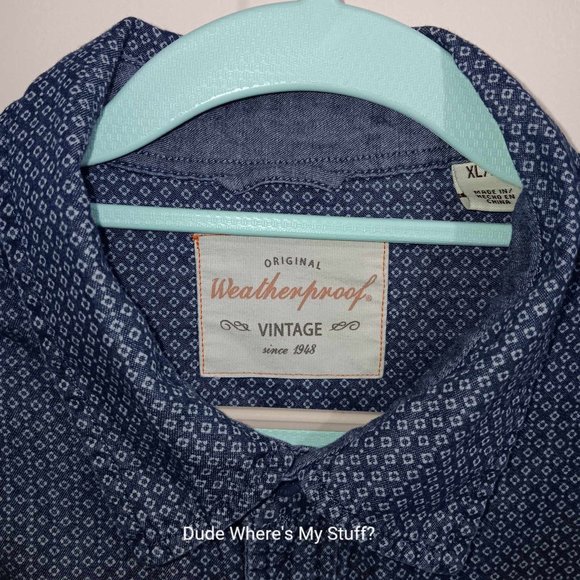 ORIGINAL WEATHERPROOF - MEN'S SHORT SLEEVE CASUAL - BLUE & SILVER - SIZE XL - Picture 3 of 4